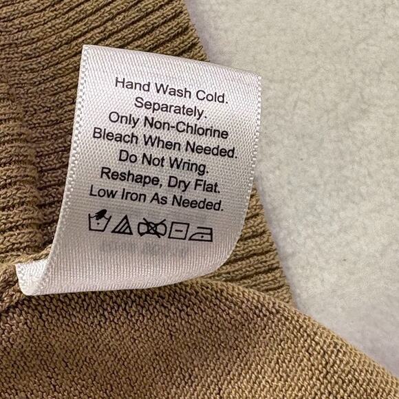 Coldwater Creek Cowl Neck Ribbed Sleeveless Silk Sweater Tunic Camel Size M - Picture 7 of 11